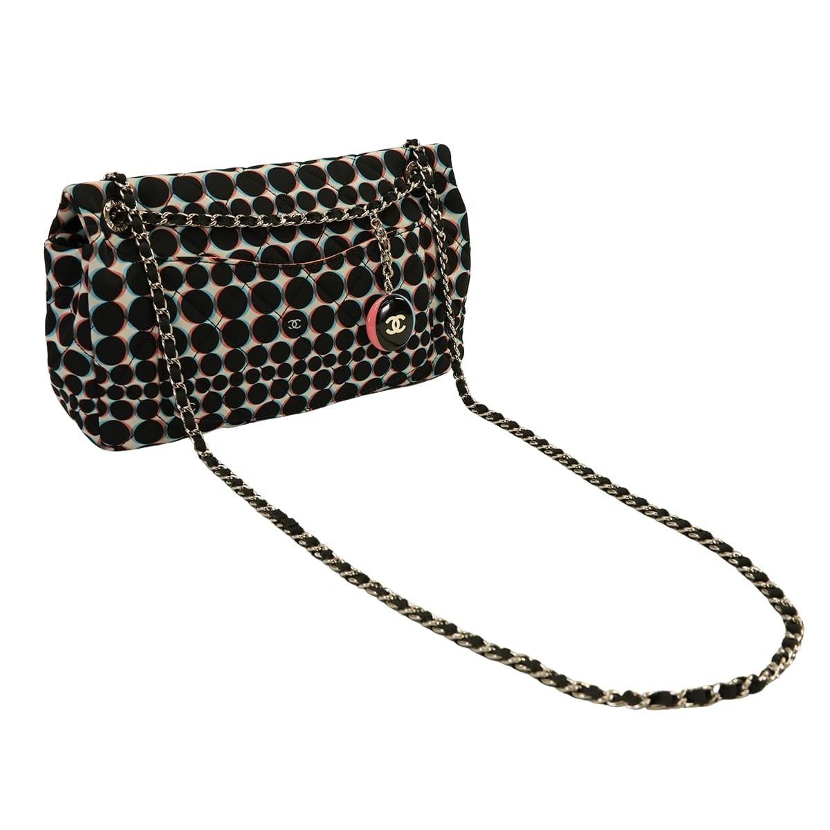 [Pre-loved] CHANEL Shoulder bag Matelasse COCO Mark Dot Chain Charm Noir (Black)/Multicolor Nylon Silver HW[LIKE NEW][Authentic]
