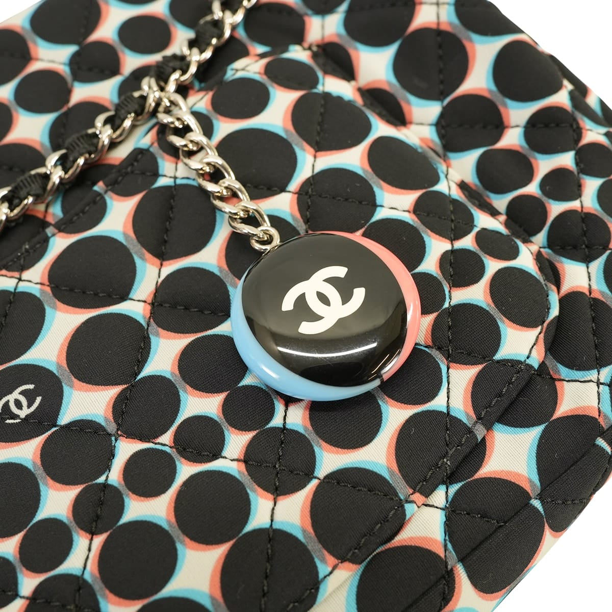 [Pre-loved] CHANEL Shoulder bag Matelasse COCO Mark Dot Chain Charm Noir (Black)/Multicolor Nylon Silver HW[LIKE NEW][Authentic]