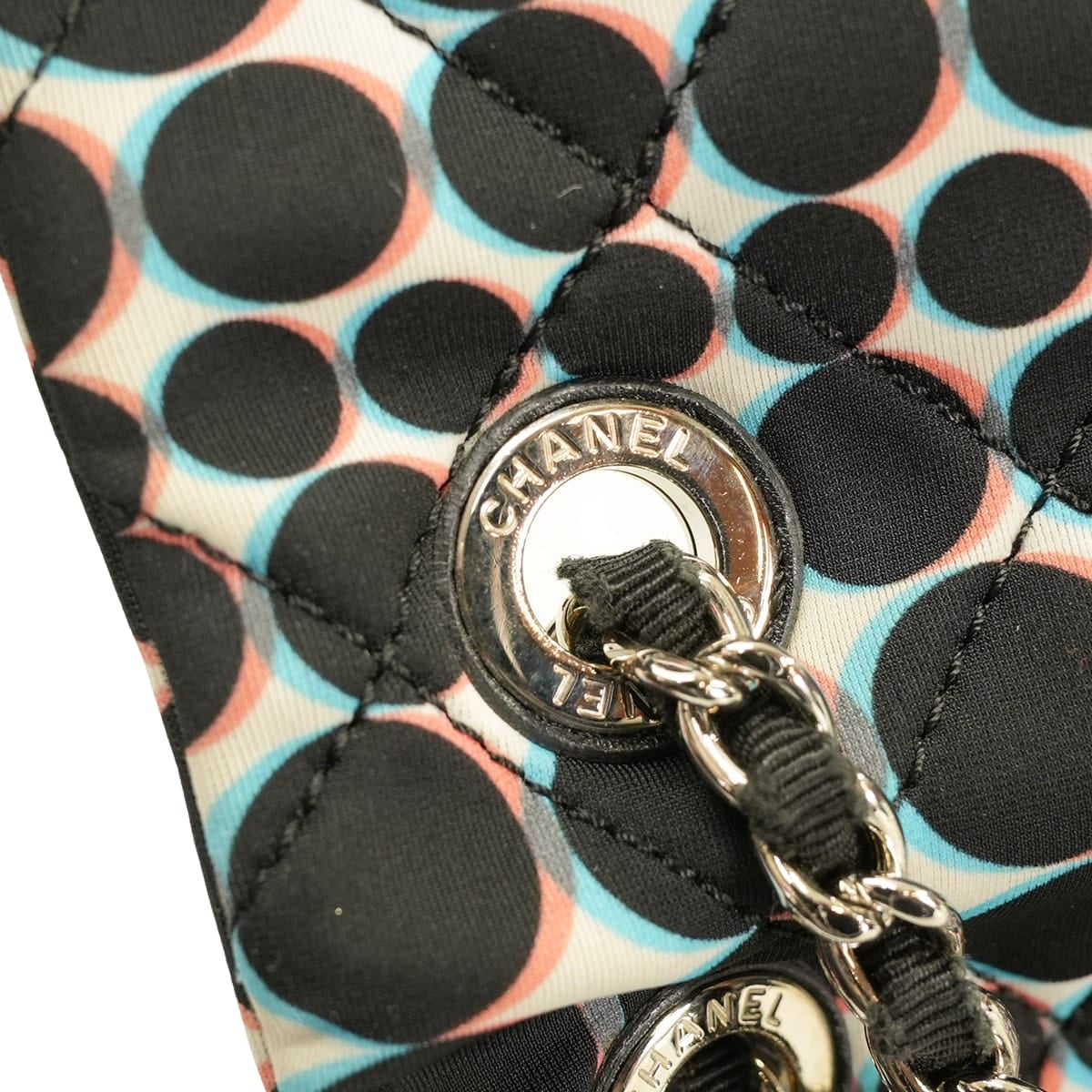 [Pre-loved] CHANEL Shoulder bag Matelasse COCO Mark Dot Chain Charm Noir (Black)/Multicolor Nylon Silver HW[LIKE NEW][Authentic]