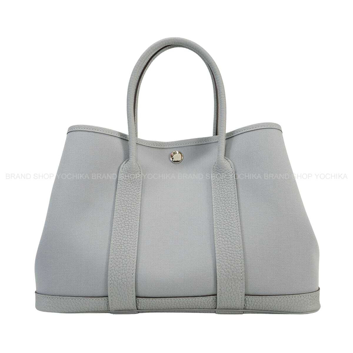 HERMES tote bag Garden Party 30 TPM Gris Pantin Toile officier/Veau Negonda Silver HW Stamp K[BRAND NEW][Authentic]
