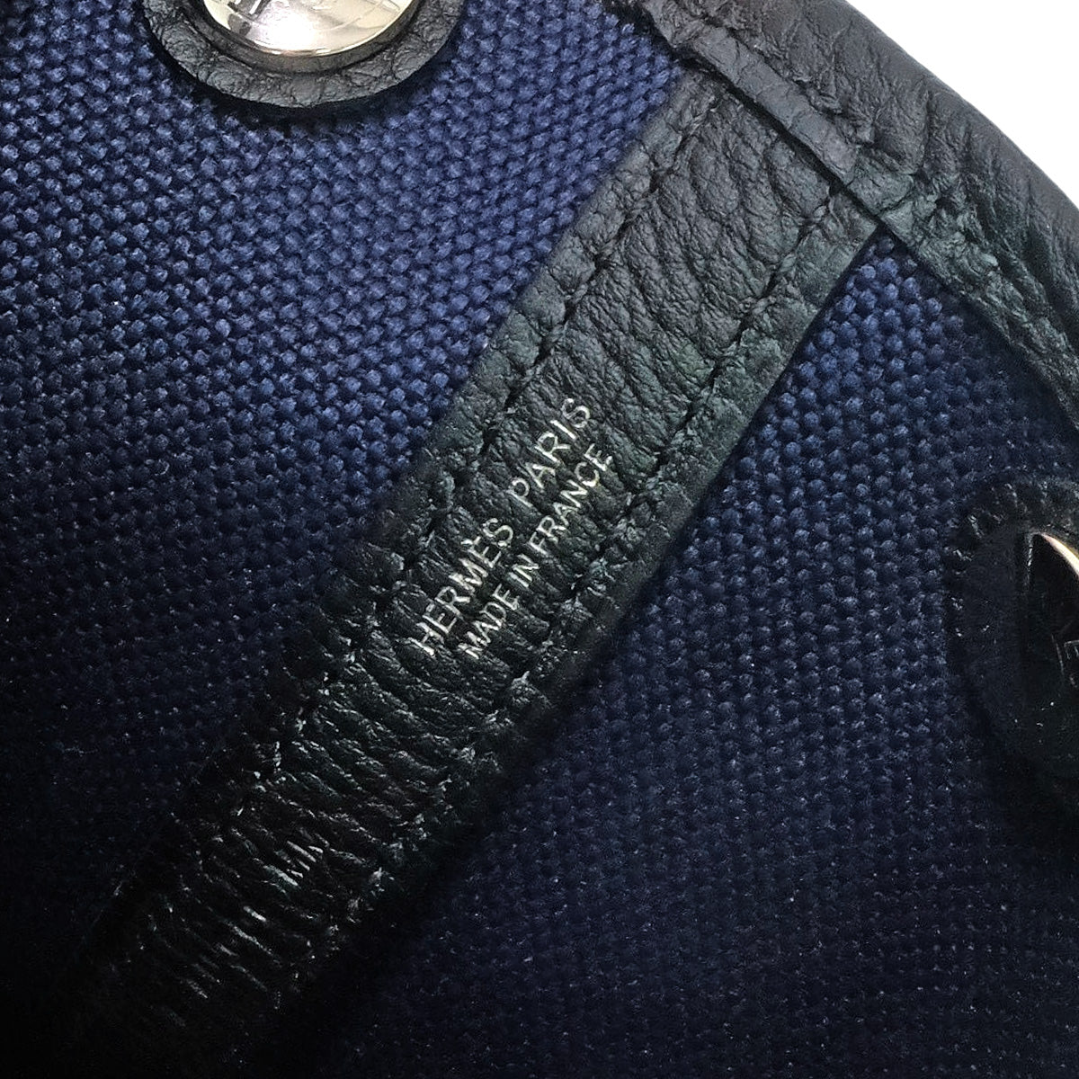[Pre-loved] HERMES tote bag Garden Party 30 TPM Blue Marine/Noir (Black) Toile Militaire/Veau Negonda Silver HW Stamp K[LIKE NEW][Authentic]