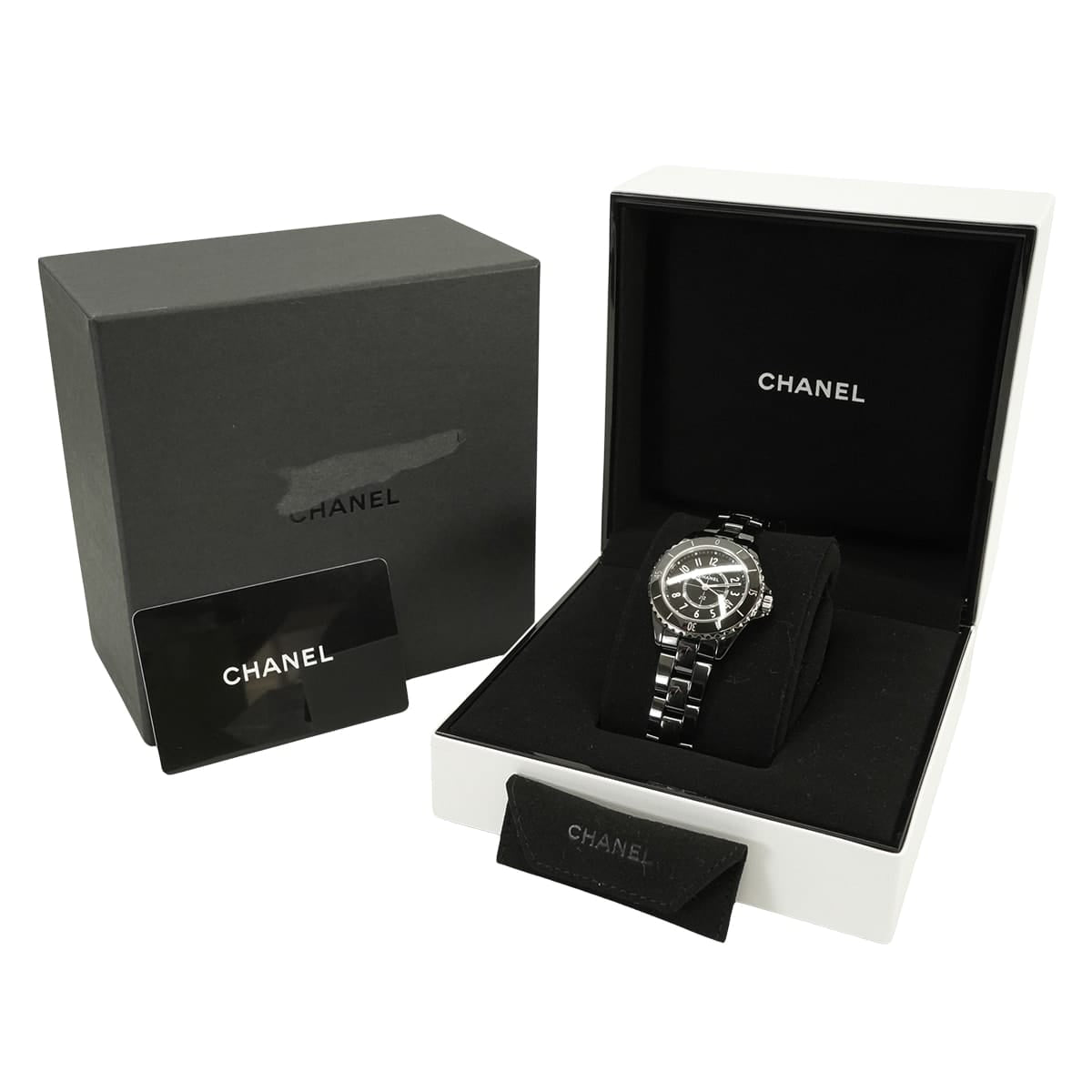 [Pre-loved] CHANEL Watches J12 UNI 33mm quartz Noir (Black) Ceramic/Stainless steel H5695[LIKE NEW][Authentic]