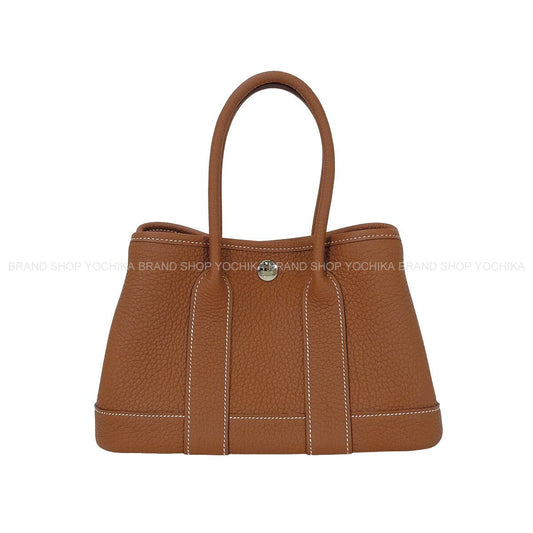 [Pre-loved] HERMES Handbag Neo Garden Party 23 Gold Veau Negonda Silver HW Stamp K[LIKE NEW][Authentic]