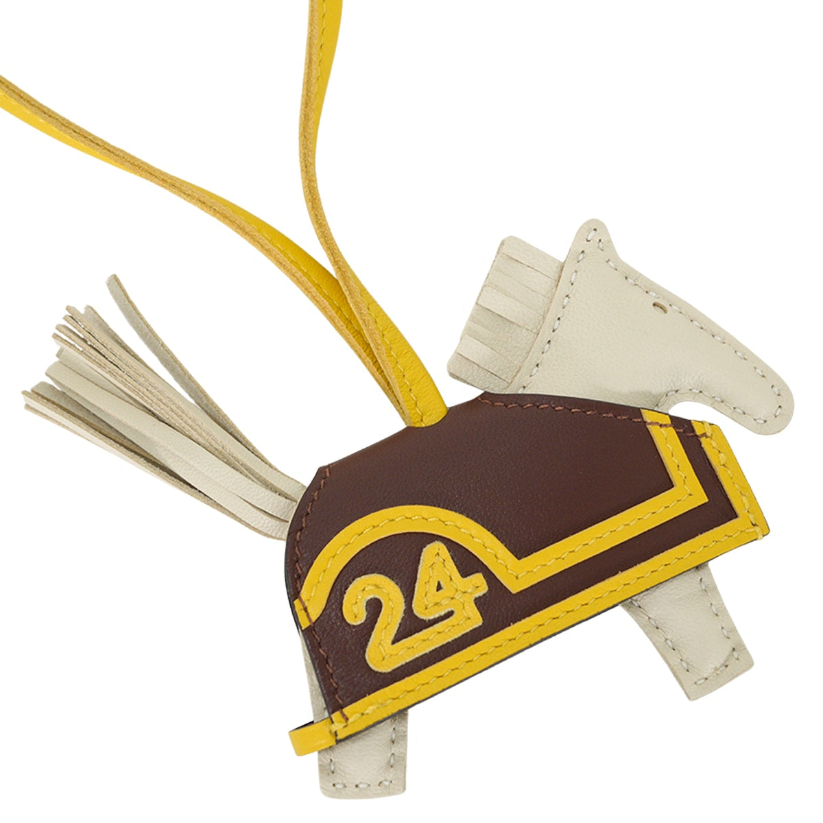 HERMES bag charm Rodeo Robeo Plush PM Craie/Terre/Jaune de Naples Agneau Milo/Veau Swift Stamp G[BRAND NEW][Authentic]