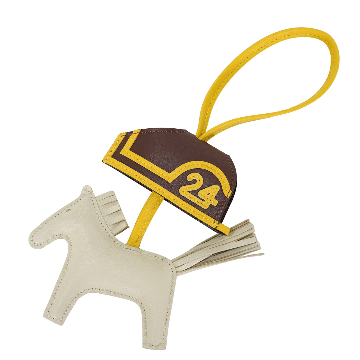 HERMES bag charm Rodeo Robeo Plush PM Craie/Terre/Jaune de Naples Agneau Milo/Veau Swift Stamp G[BRAND NEW][Authentic]