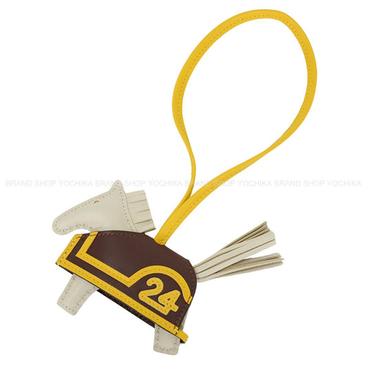 HERMES bag charm Rodeo Robeo Plush PM Craie/Terre/Jaune de Naples Agneau Milo/Veau Swift Stamp G[BRAND NEW][Authentic]