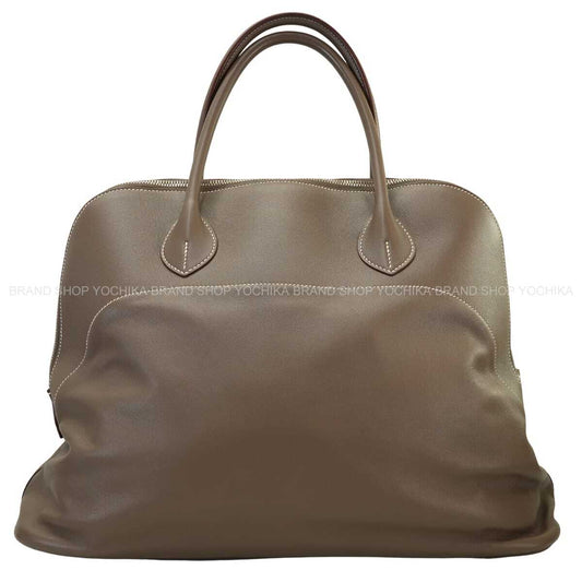 [Pre-loved] HERMES Handbag Bolide Relax 40 Etain Veau Sikkim Silver HW Stamp T[USED SA][Authentic]