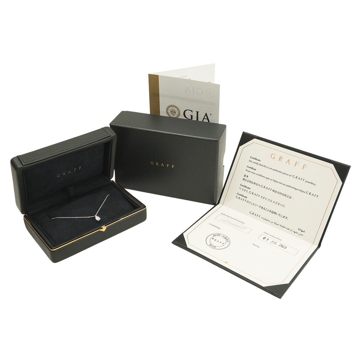 GRAFF necklace Pear-shape Solitaire Silver K18WG/Diamond[EXCELLENT][Authentic]