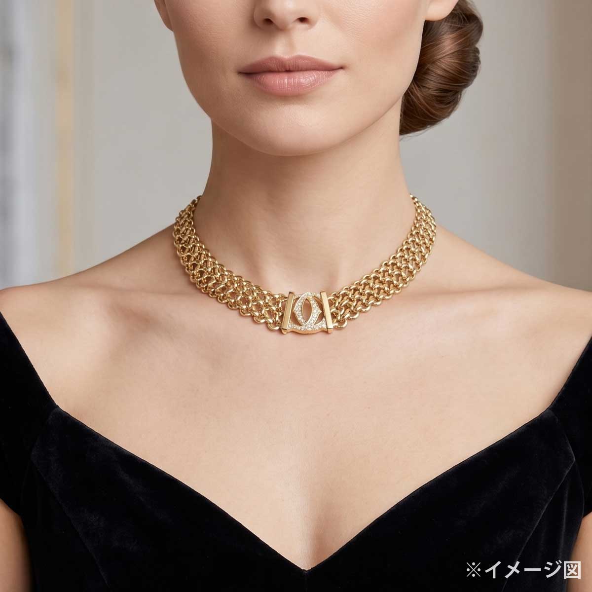 [Pre-loved] CARTIER necklace Choker Vintage Penelope Double C Three-Row Gold K18YG/Diamond[LIKE NEW][Authentic]