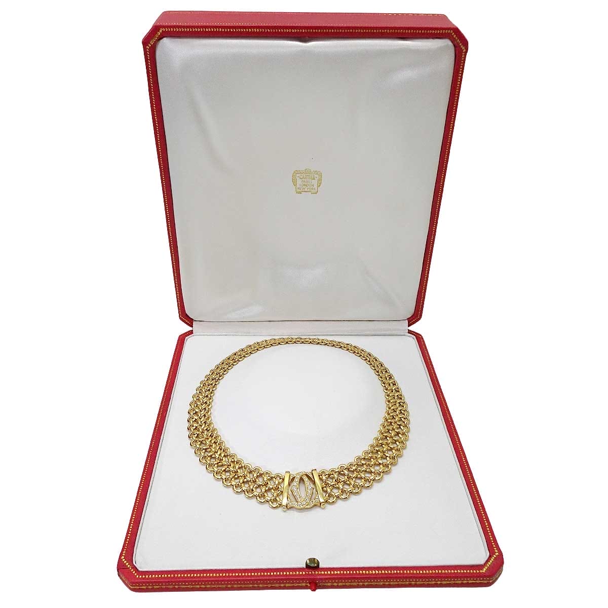 [Pre-loved] CARTIER necklace Choker Vintage Penelope Double C Three-Row Gold K18YG/Diamond[LIKE NEW][Authentic]