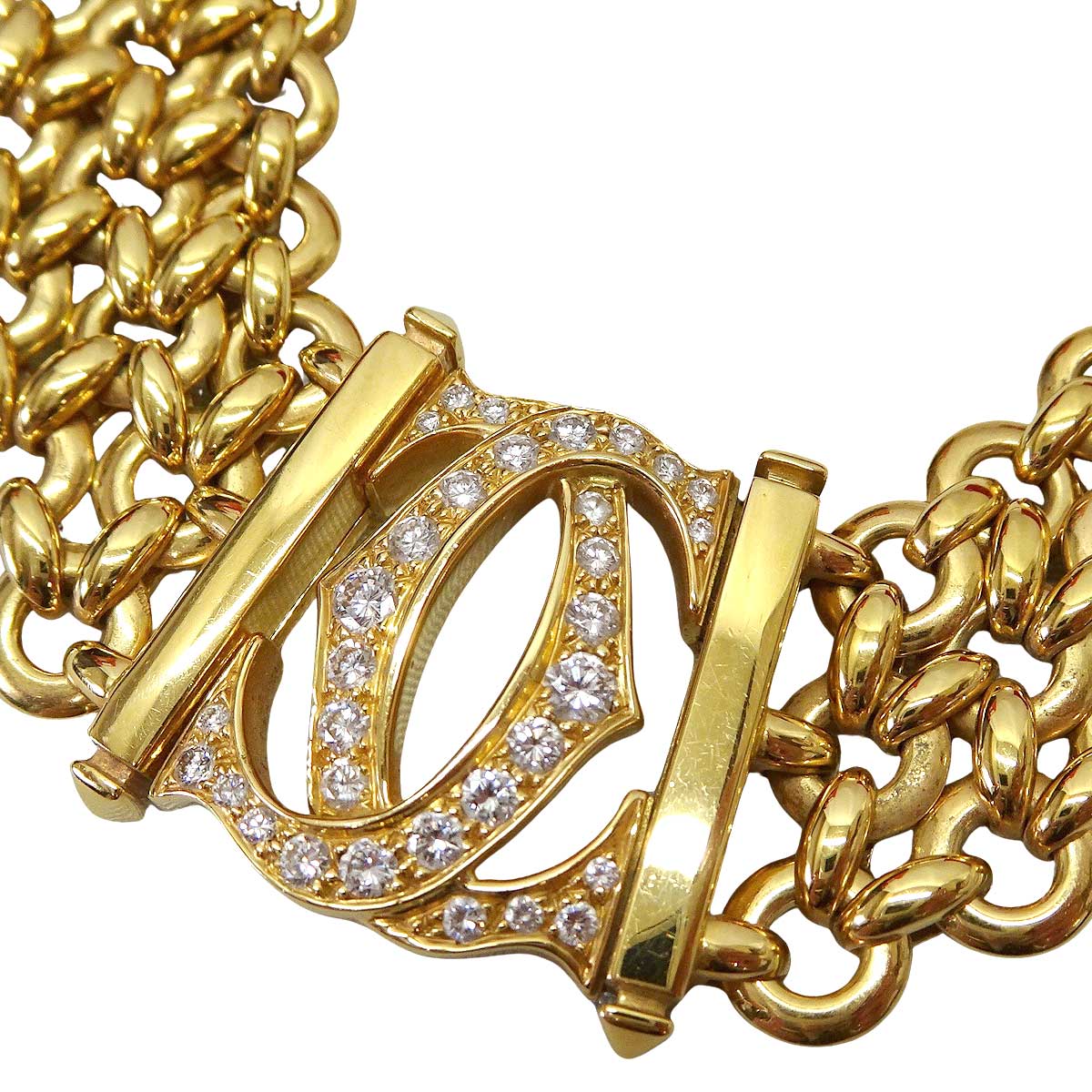 [Pre-loved] CARTIER necklace Choker Vintage Penelope Double C Three-Row Gold K18YG/Diamond[LIKE NEW][Authentic]
