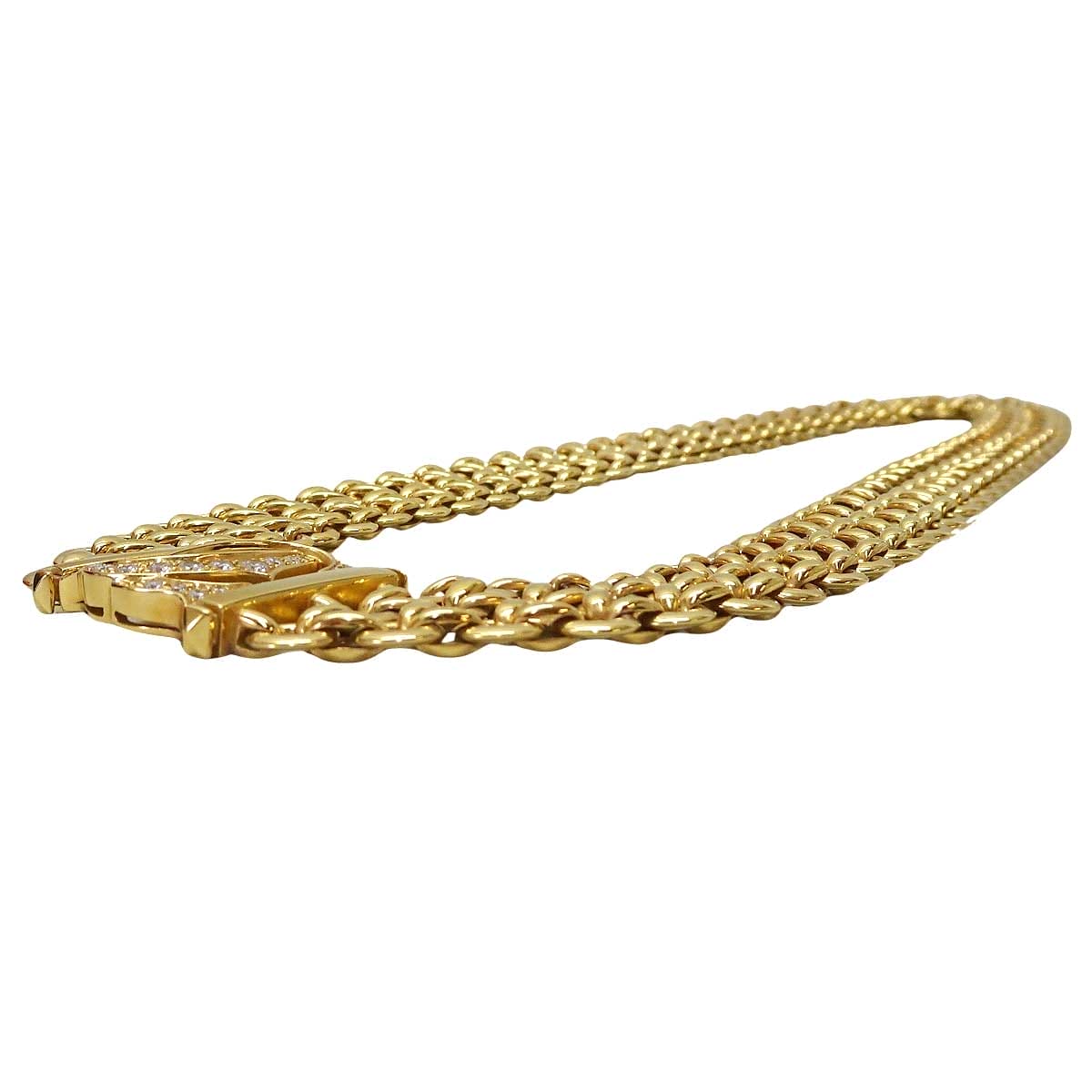 [Pre-loved] CARTIER necklace Choker Vintage Penelope Double C Three-Row Gold K18YG/Diamond[LIKE NEW][Authentic]