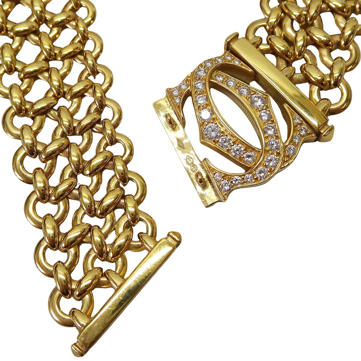 [Pre-loved] CARTIER necklace Choker Vintage Penelope Double C Three-Row Gold K18YG/Diamond[LIKE NEW][Authentic]