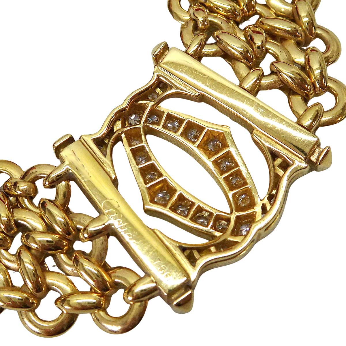 [Pre-loved] CARTIER necklace Choker Vintage Penelope Double C Three-Row Gold K18YG/Diamond[LIKE NEW][Authentic]