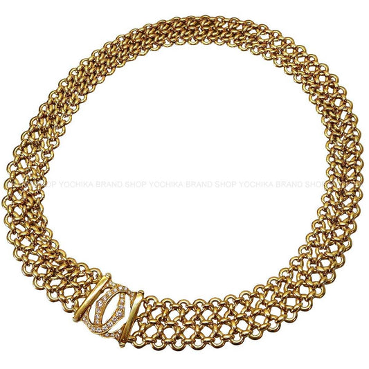 [Pre-loved] CARTIER necklace Choker Vintage Penelope Double C Three-Row Gold K18YG/Diamond[LIKE NEW][Authentic]