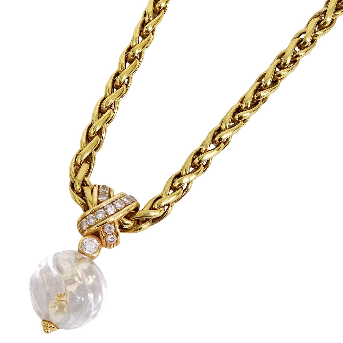 [Pre-loved] Boucheron necklace Vintage Rock Crystal K18YG/Diamond/Crystal[USED SA][Authentic]