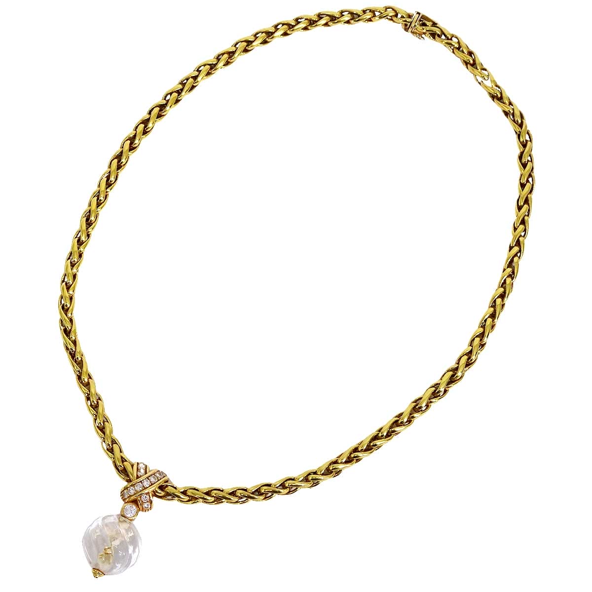 [Pre-loved] Boucheron necklace Vintage Rock Crystal K18YG/Diamond/Crystal[USED SA][Authentic]