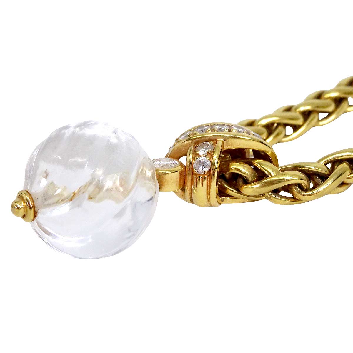 [Pre-loved] Boucheron necklace Vintage Rock Crystal K18YG/Diamond/Crystal[USED SA][Authentic]
