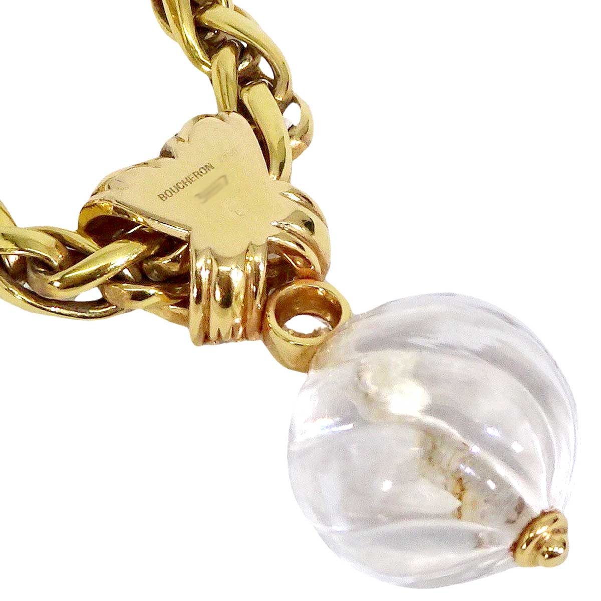 [Pre-loved] Boucheron necklace Vintage Rock Crystal K18YG/Diamond/Crystal[USED SA][Authentic]