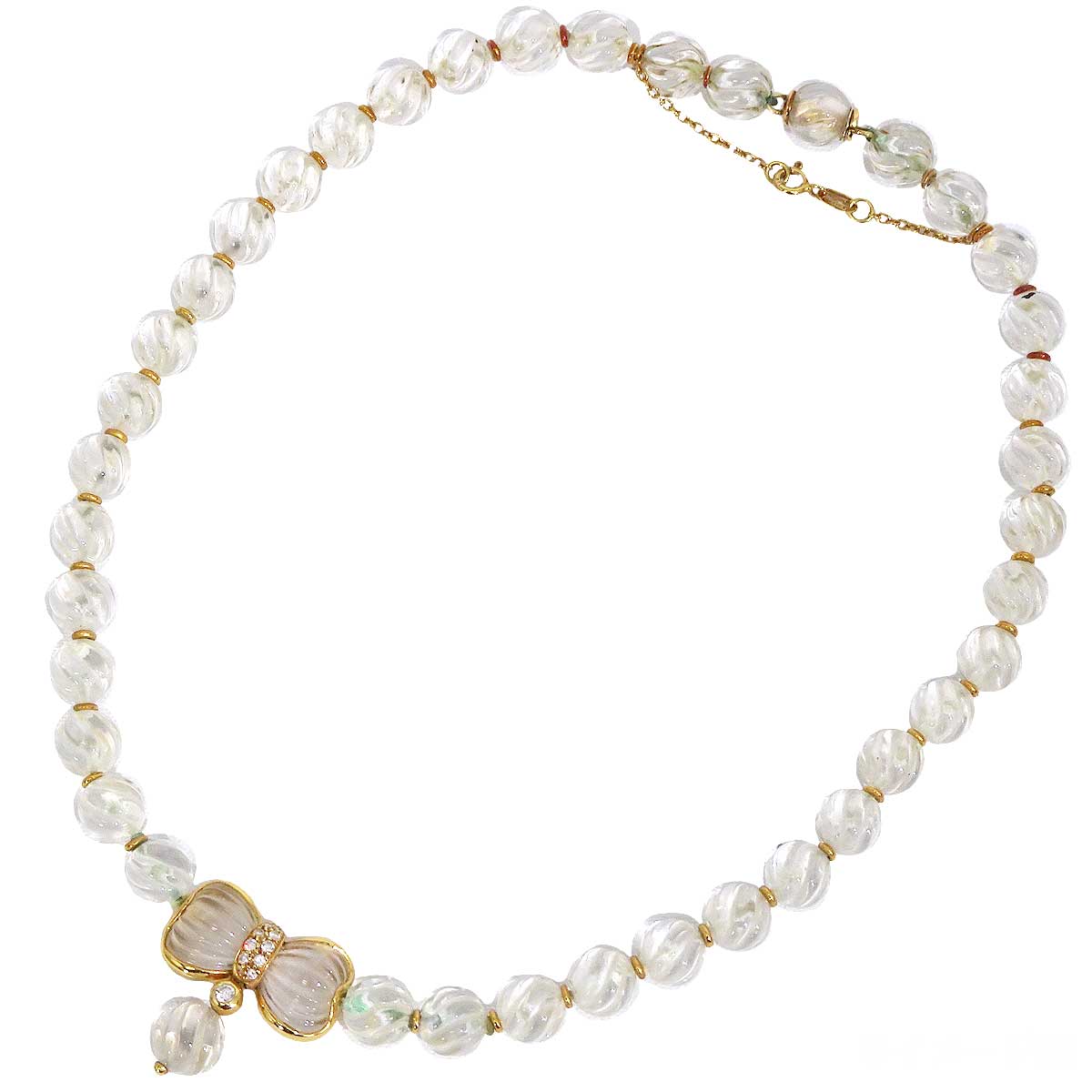 [Pre-loved] Boucheron necklace Vintage Ribbon Crystal K18YG/Diamond/Crystal[USED SA][Authentic]