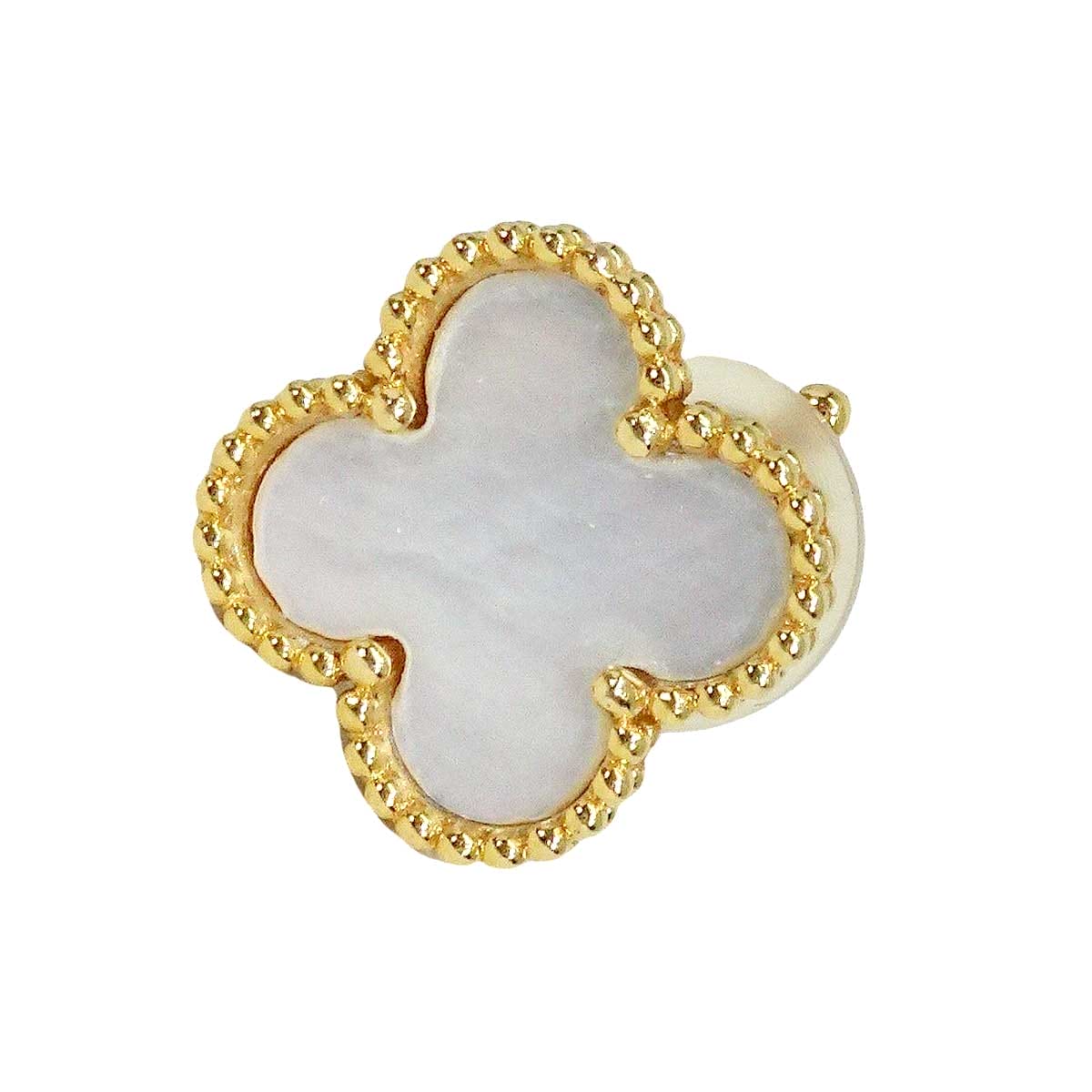 [Pre-loved] Van Cleef & Arpels earrings Vintage Alhambra One ear only K18 Mother of Pearl VCARA44100[USED SA][Authentic]