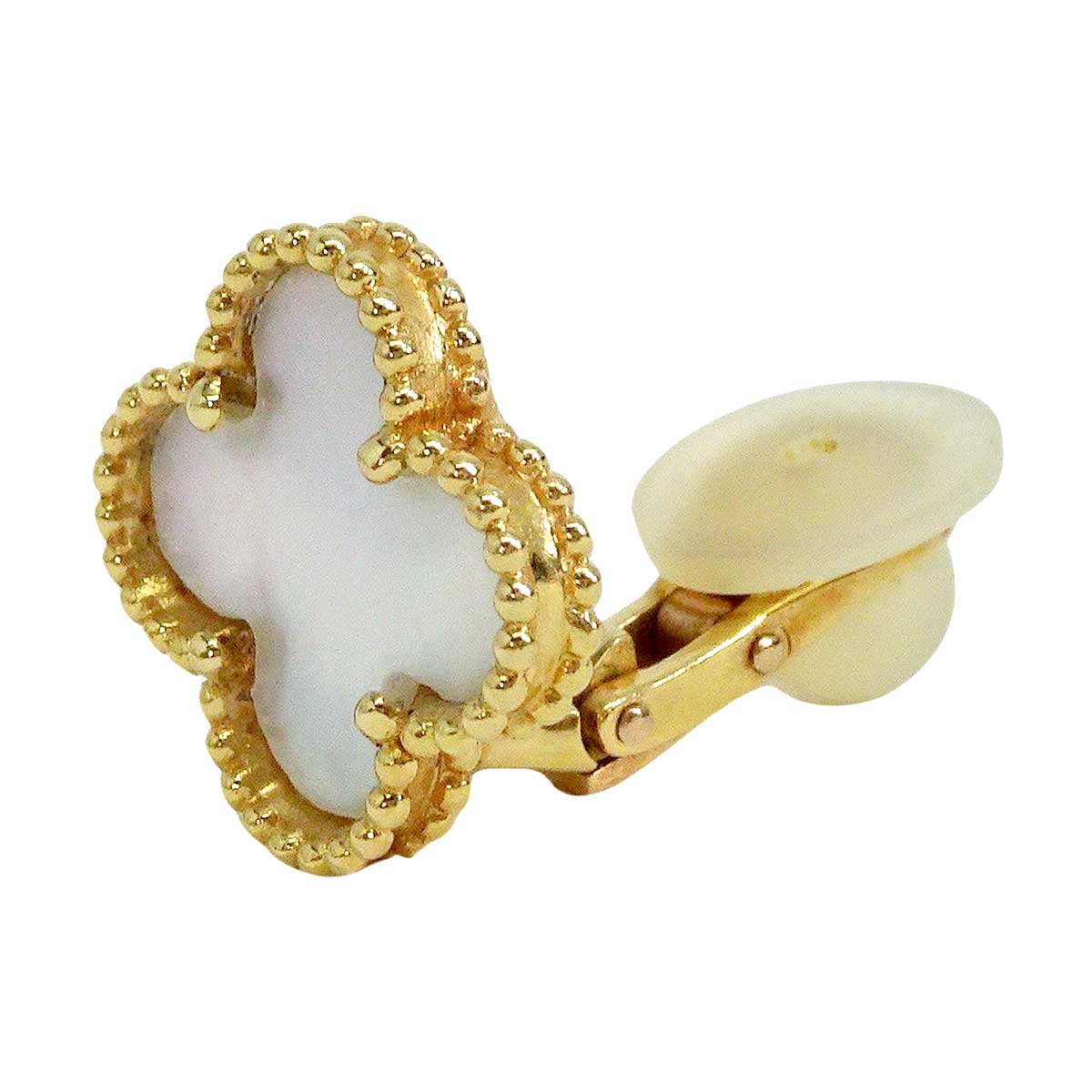 [Pre-loved] Van Cleef & Arpels earrings Vintage Alhambra One ear only K18 Mother of Pearl VCARA44100[USED SA][Authentic]