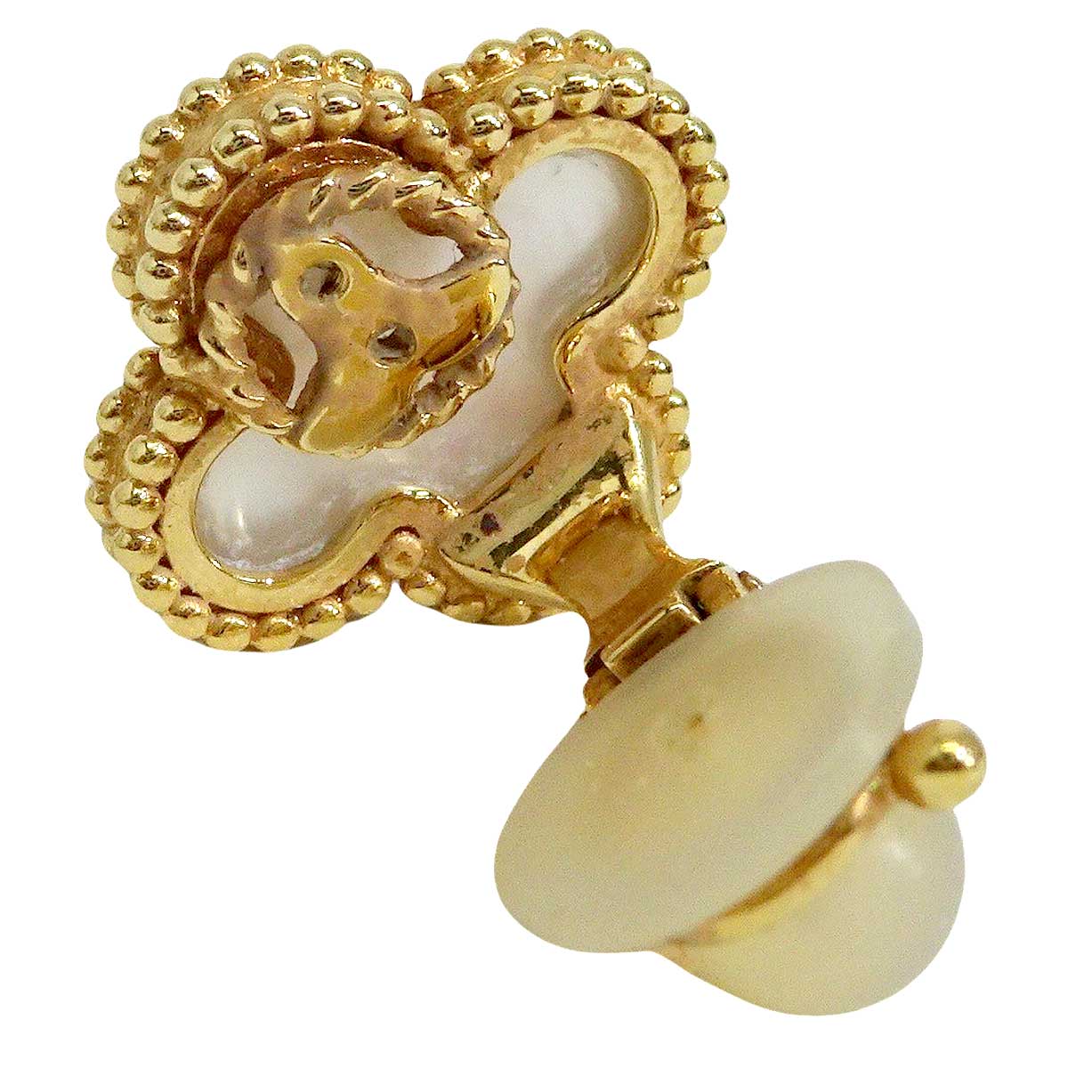 [Pre-loved] Van Cleef & Arpels earrings Vintage Alhambra One ear only K18 Mother of Pearl VCARA44100[USED SA][Authentic]