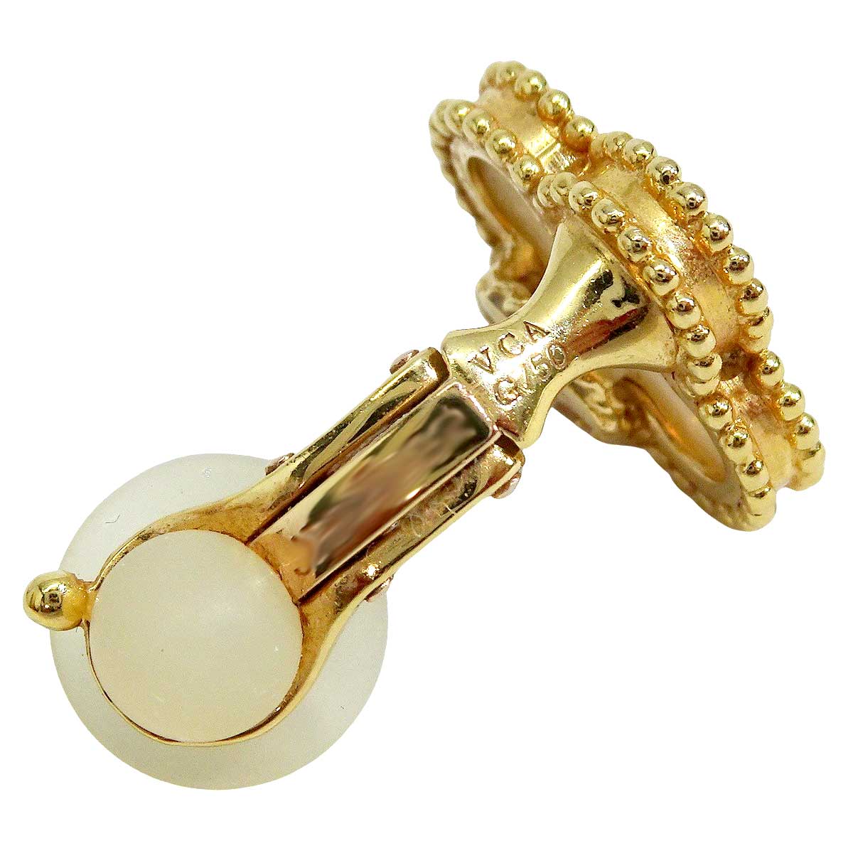 [Pre-loved] Van Cleef & Arpels earrings Vintage Alhambra One ear only K18 Mother of Pearl VCARA44100[USED SA][Authentic]