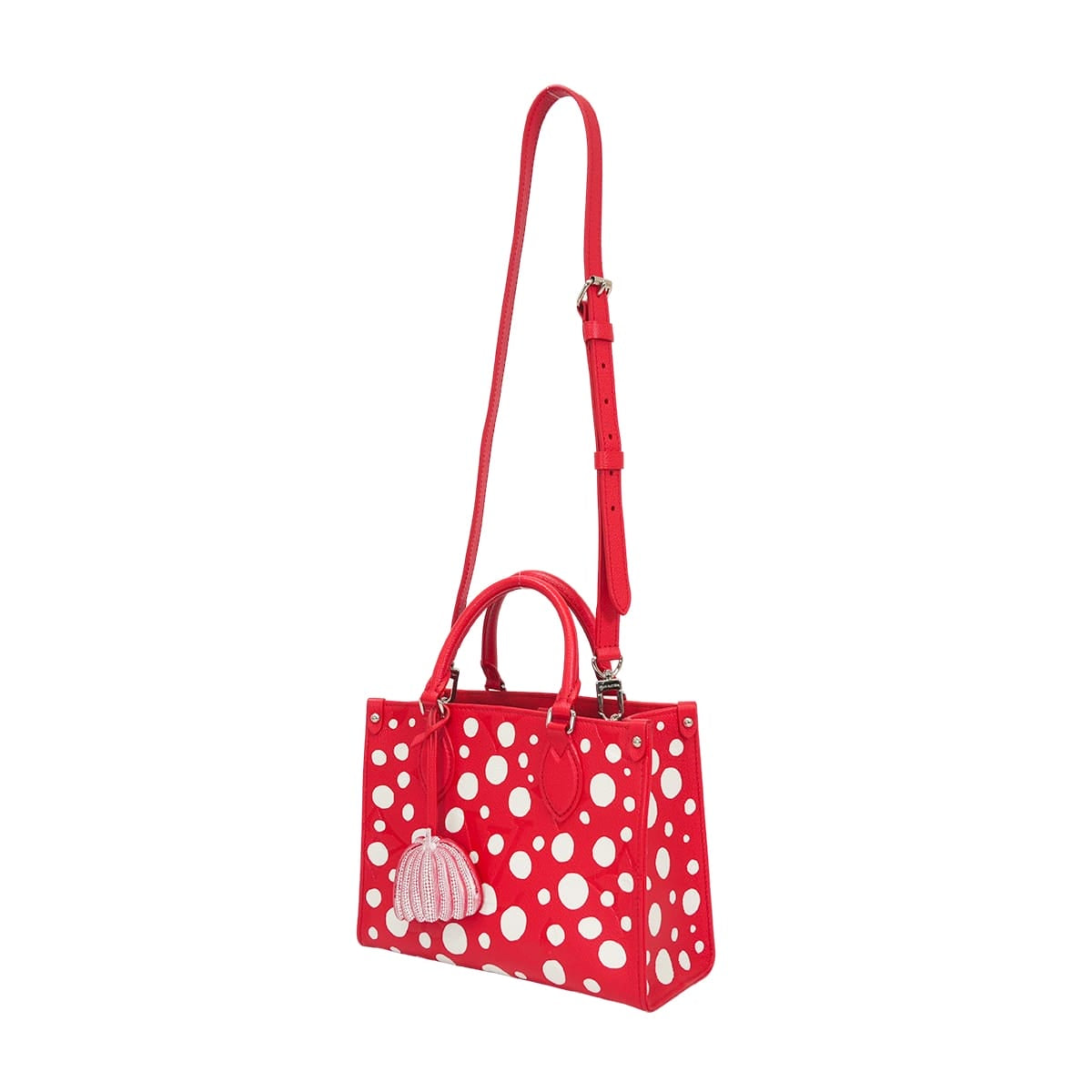 [Pre-loved] LOUIS VUITTON tote bag LV x Yayoi Kusama On The Go Infinity DotsRouge/Blanc (White) Monogram Empreinte Silver HW M46412[LIKE NEW][Authentic]
