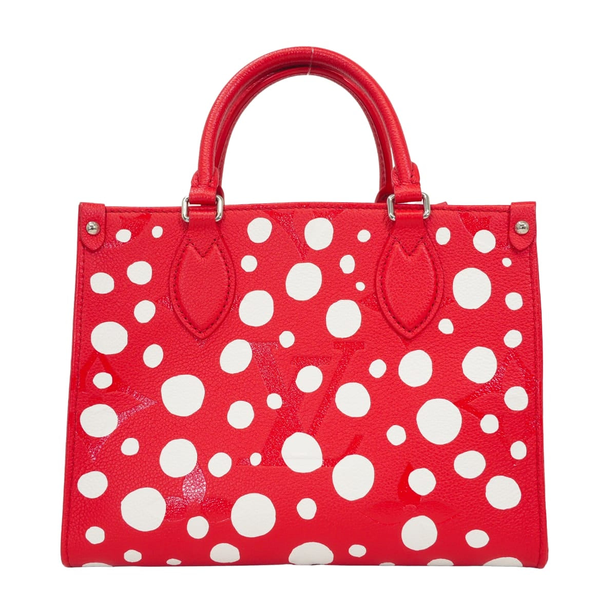 [Pre-loved] LOUIS VUITTON tote bag LV x Yayoi Kusama On The Go Infinity DotsRouge/Blanc (White) Monogram Empreinte Silver HW M46412[LIKE NEW][Authentic]