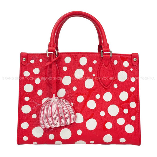 [Pre-loved] LOUIS VUITTON tote bag LV x Yayoi Kusama On The Go Infinity DotsRouge/Blanc (White) Monogram Empreinte Silver HW M46412[LIKE NEW][Authentic]