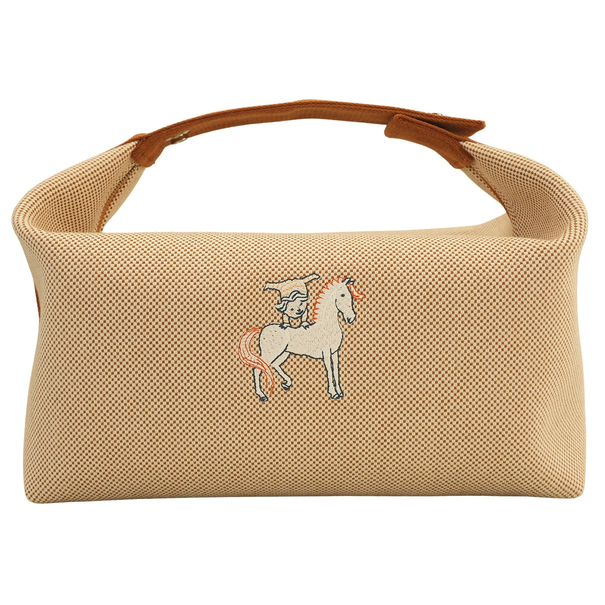 HERMES Handbag Bride a Brac GM Cabriole Biscuit Toile H Silver HW[EXCELLENT][Authentic]