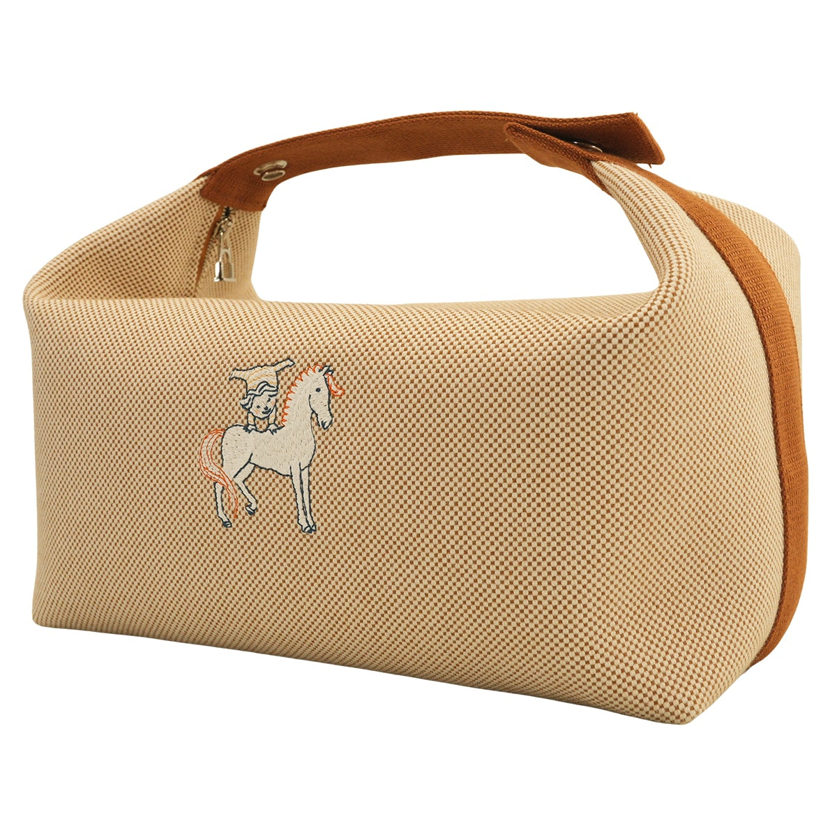 HERMES Handbag Bride a Brac GM Cabriole Biscuit Toile H Silver HW[EXCELLENT][Authentic]