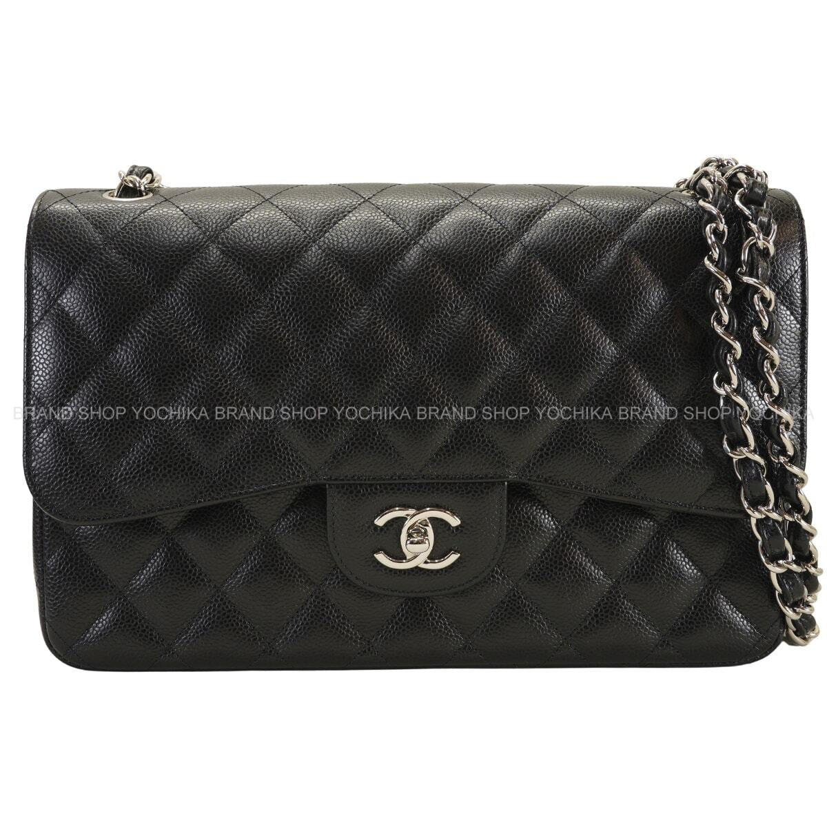 CHANEL Shoulder bag Matelasse 30 Double Flap Chain Noir (Black) Graind Calf(Caviarskin) Silver HW A58600[EXCELLENT][Authentic]