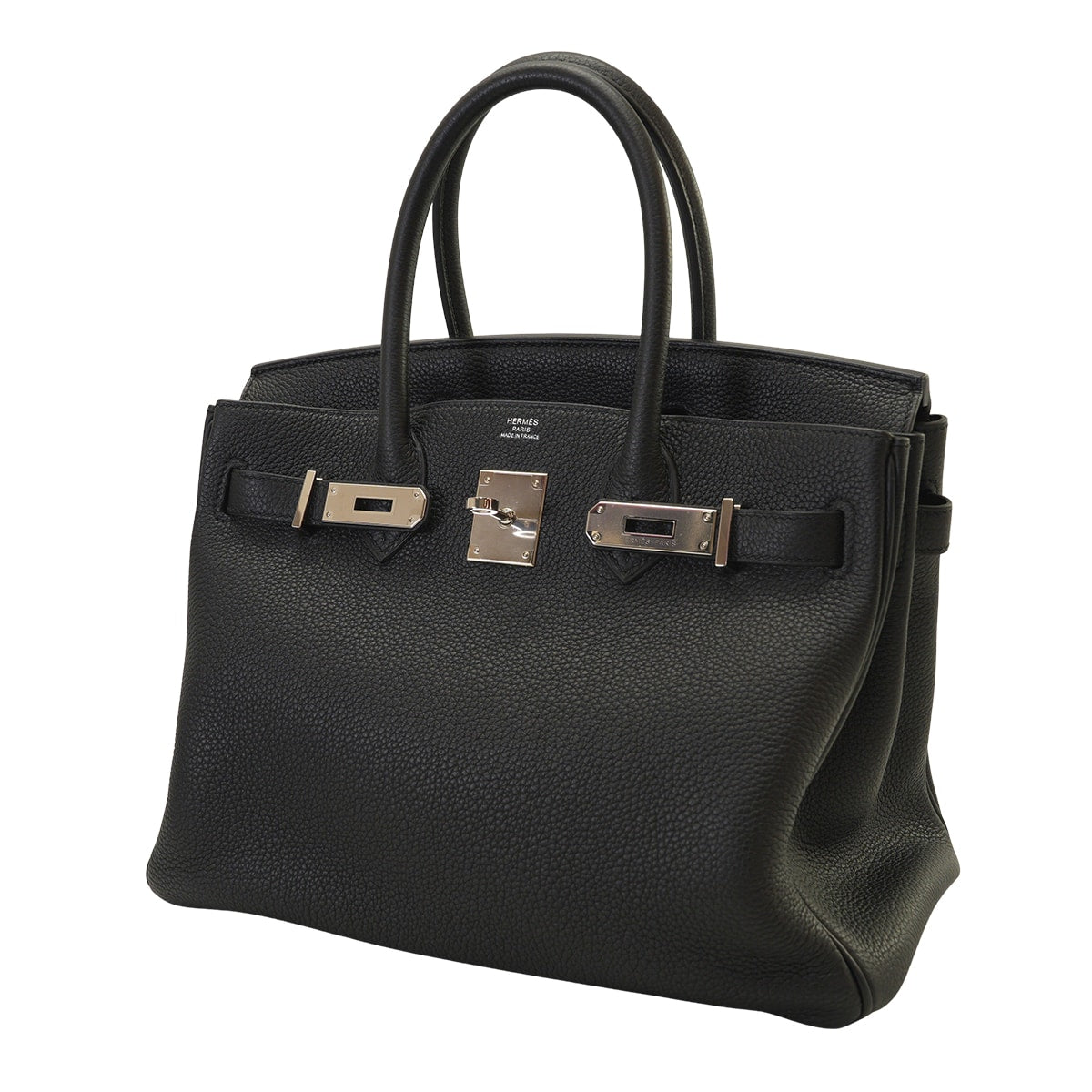 HERMES Handbag Birkin30 Noir (Black) Veau Togo Silver HW Stamp C[EXCELLENT][Authentic]