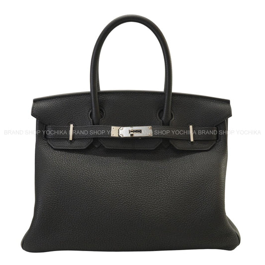 HERMES Handbag Birkin30 Noir (Black) Veau Togo Silver HW Stamp C[EXCELLENT][Authentic]