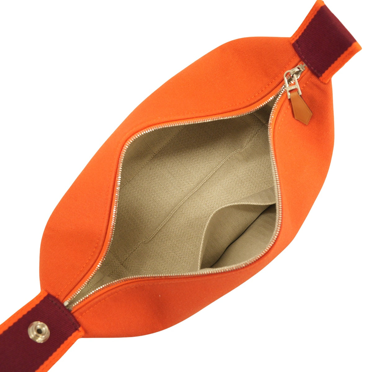 HERMES Handbag Bride a Brac PM Feu Orange/Rouge H Toile H Silver HW[EXCELLENT][Authentic]