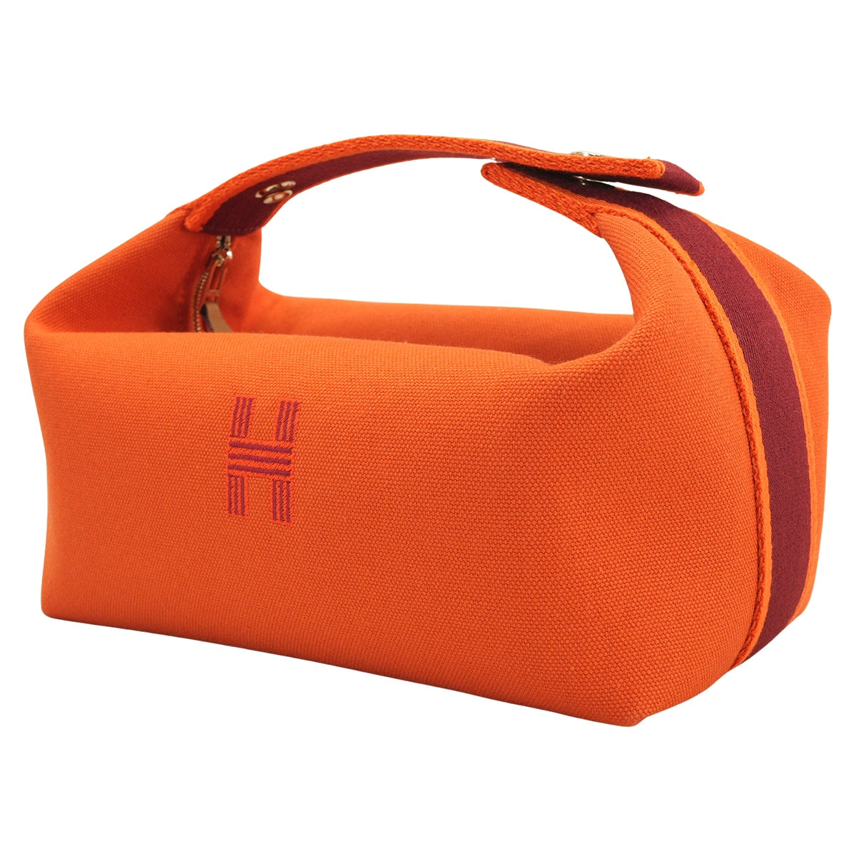 HERMES Handbag Bride a Brac PM Feu Orange/Rouge H Toile H Silver HW[EXCELLENT][Authentic]