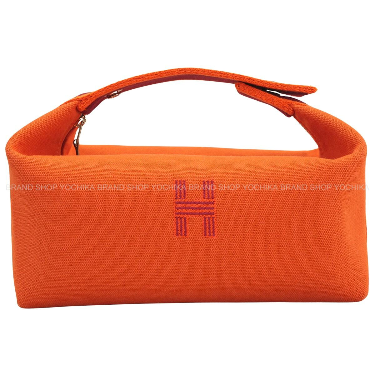 HERMES Handbag Bride a Brac PM Feu Orange/Rouge H Toile H Silver HW[EXCELLENT][Authentic]