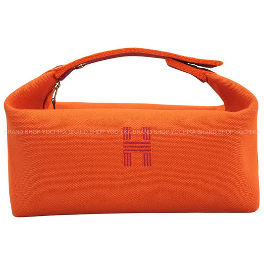 HERMES Handbag Bride a Brac PM Feu Orange/Rouge H Toile H Silver HW[EXCELLENT][Authentic]