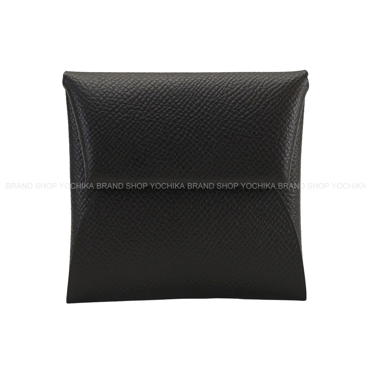 HERMES change purse Bastia Verso Noir (Black)/Vert de Gris Veau Epsom Silver HW Stamp Y[EXCELLENT][Authentic]