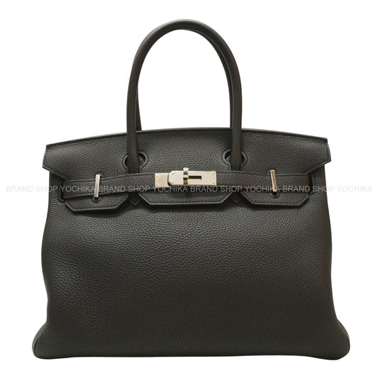 HERMES Handbag Birkin30 Noir (Black) Veau Togo Silver HW Stamp C[EXCELLENT][Authentic]