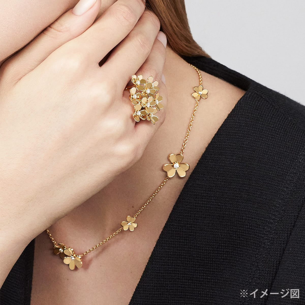 [Pre-loved] Van Cleef & Arpels necklace Frivole 9 flowers Gold K18YG/Diamond VCARD31500[LIKE NEW][Authentic]