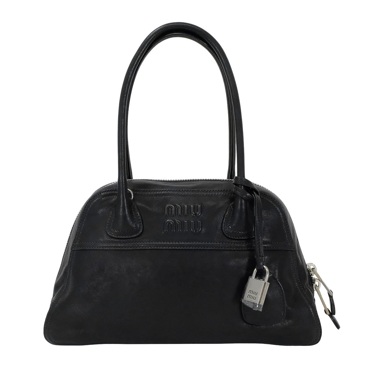 [Pre-loved] Miu Miu Handbag Vivante Regular Size Noir (Black) Nappa Leather Silver HW 5BB199[LIKE NEW][Authentic]