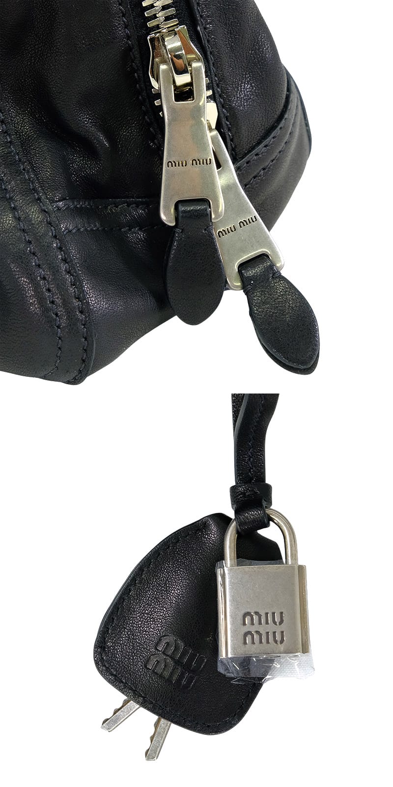 [Pre-loved] Miu Miu Handbag Vivante Regular Size Noir (Black) Nappa Leather Silver HW 5BB199[LIKE NEW][Authentic]