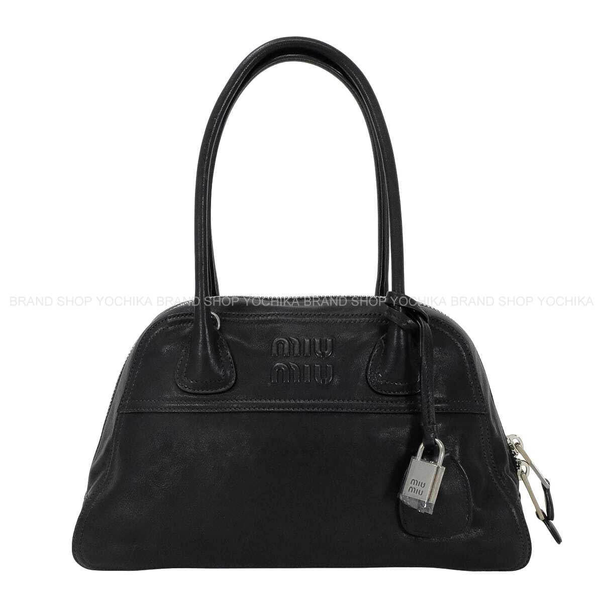 [Pre-loved] Miu Miu Handbag Vivante Regular Size Noir (Black) Nappa Leather Silver HW 5BB199[LIKE NEW][Authentic]