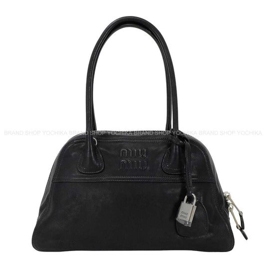 [Pre-loved] Miu Miu Handbag Vivante Regular Size Noir (Black) Nappa Leather Silver HW 5BB199[LIKE NEW][Authentic]