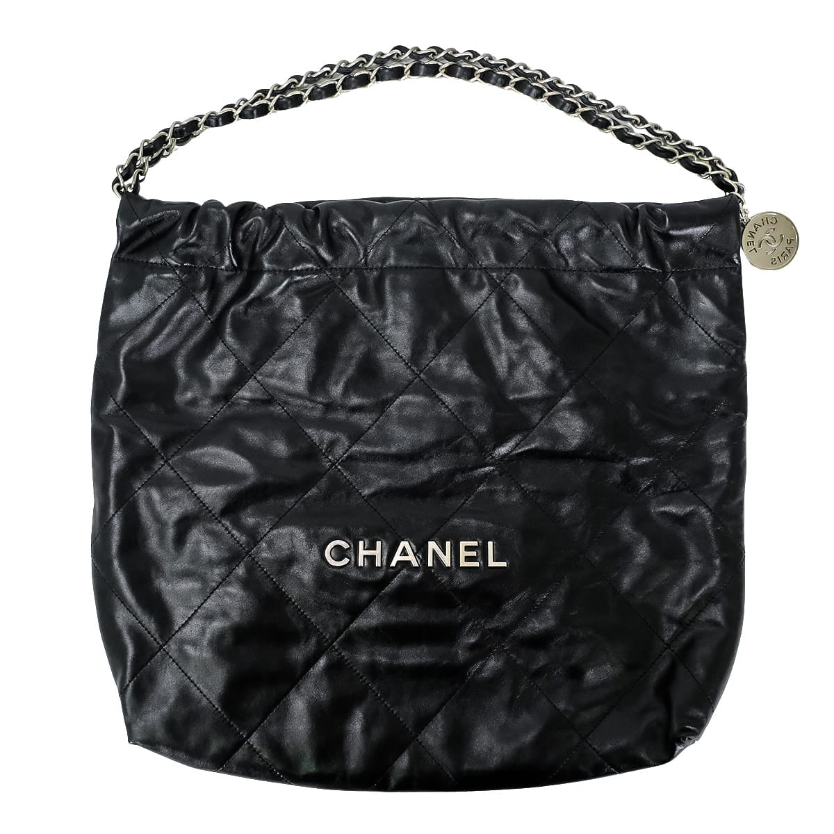 [Pre-loved] CHANEL Shoulder bag CHANEL 22 Small Matelasse With Medal Charm Hobo Noir (Black) Lambskin Silver HW[LIKE NEW][Authentic]