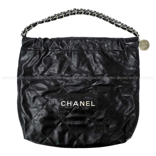 [Pre-loved] CHANEL Shoulder bag CHANEL 22 Small Matelasse With Medal Charm Hobo Noir (Black) Lambskin Silver HW[LIKE NEW][Authentic]