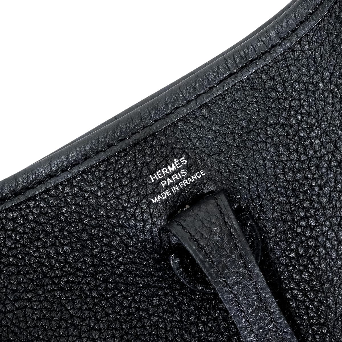 HERMES Shoulder bag Evelyne 16 TPM Amazon Noir (Black)/Blanc (White)/Deep Blue Taurillon Maurice/Toile Silver HW Stamp Y[EXCELLENT][Authentic]